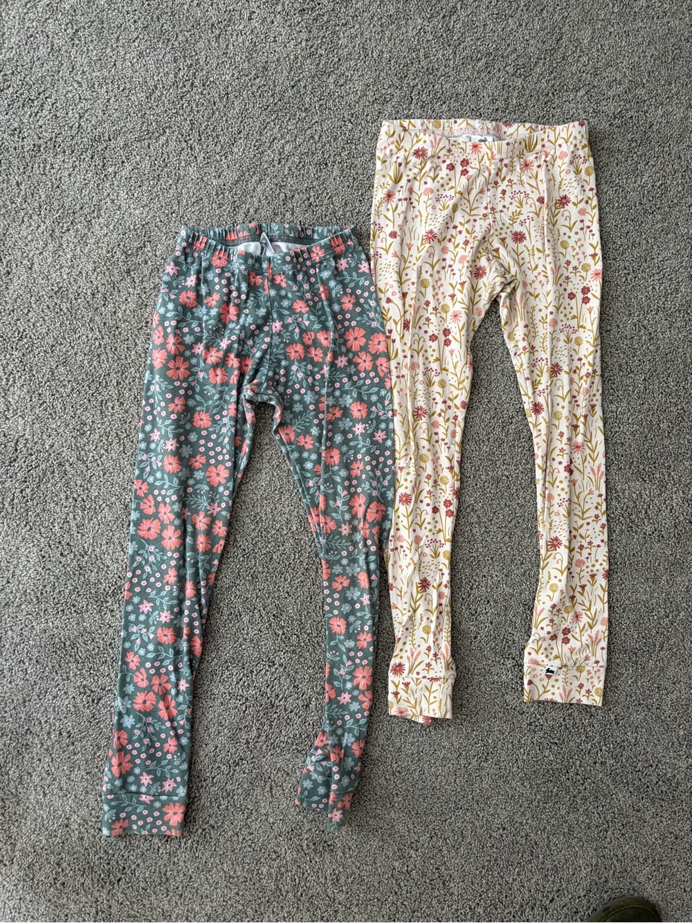 LITTLE AND LIVELY - Girls Floral Print Cotton Leggings - Pink & Green